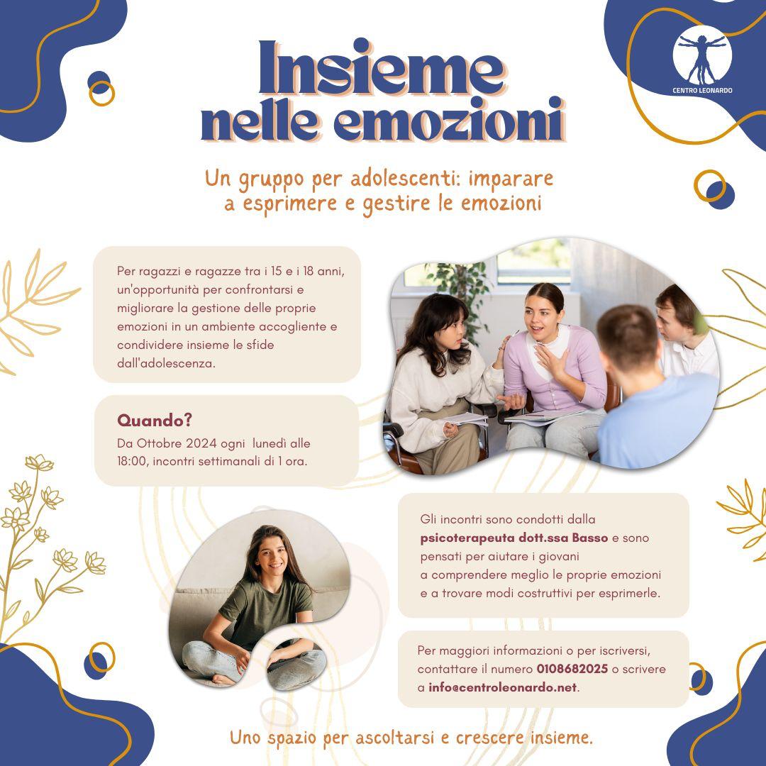 Da Ottobre: nuovo gruppo adolescenti “Insieme nelle emozioni”
